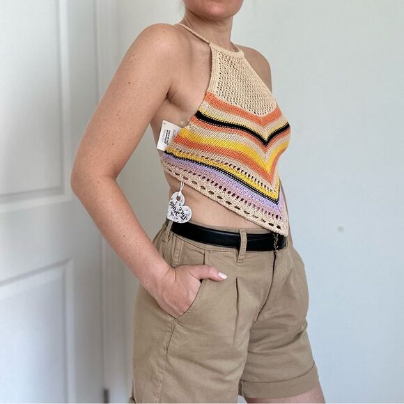 Open Back Crochet Knot Stripe Top by Love Knits NYC - Picture 2 of 7